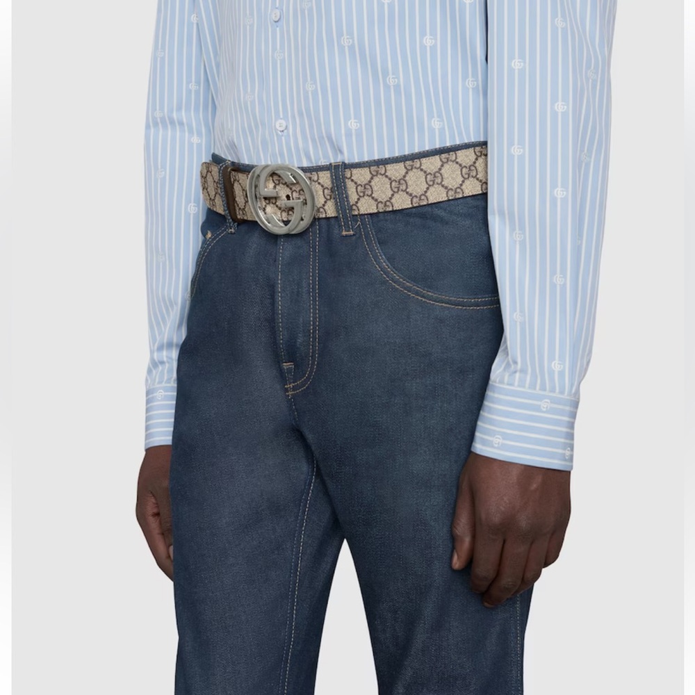 GG Supreme canvas belt finished with an interlocking G buckle. - Picture 3 of 13